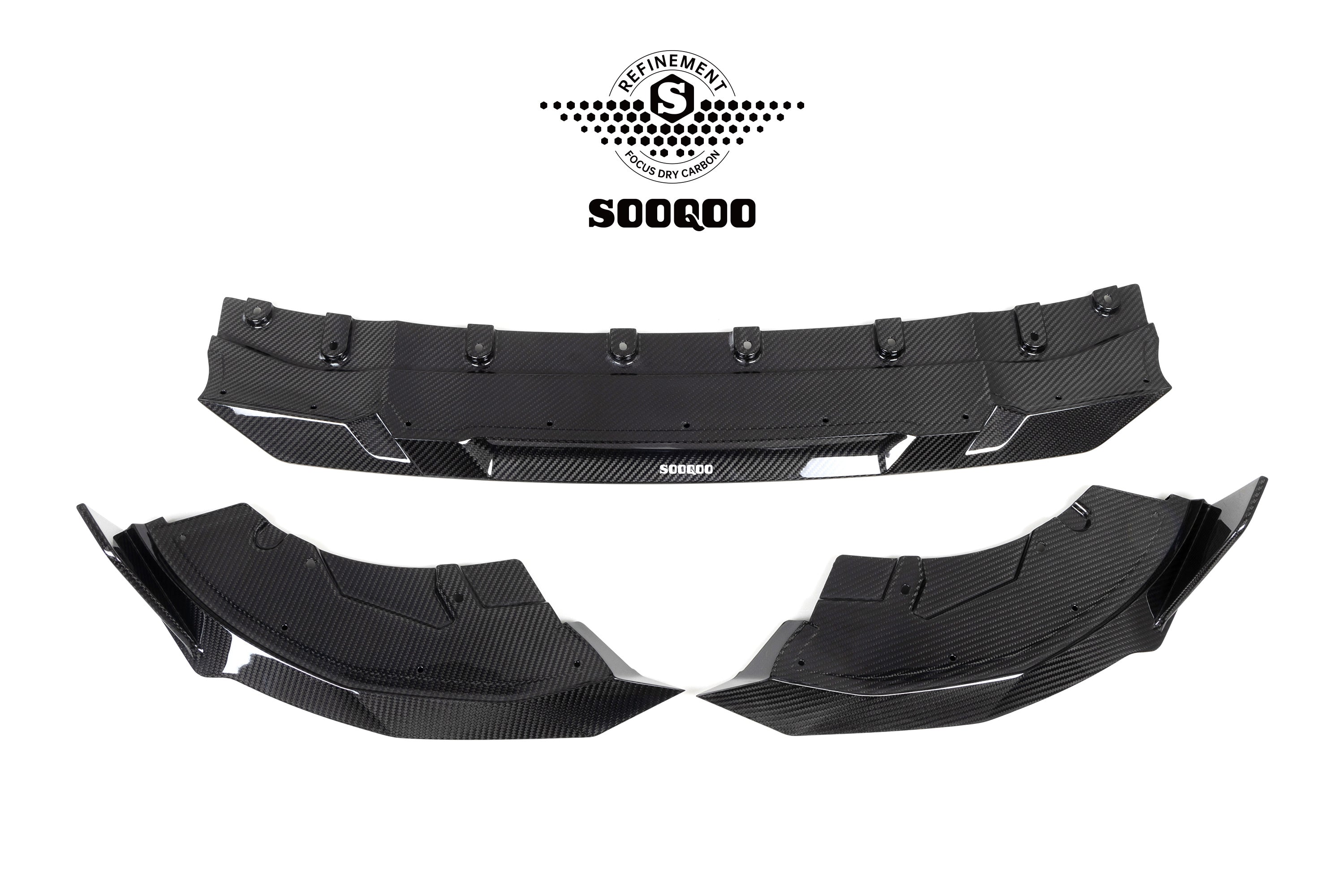SOOQOO BMW G42 Dry Carbon Fiber Front Bumper Lip For 2022+ 2 Series