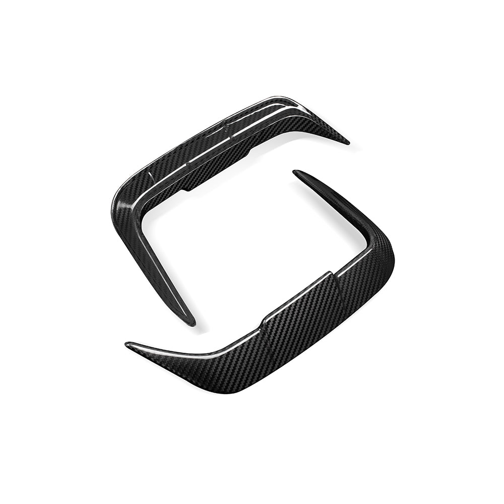 <img src="rear-vent-trim-front.jpg" alt="Front view of SOOQOO SQ Style Carbon Fiber Rear Vent Trim for BMW iX3 G08 BEV">