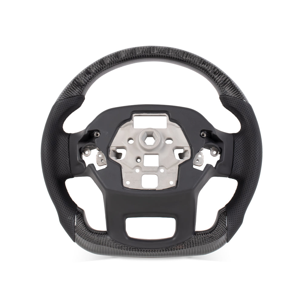 THETEN 2021-2024 FORD F150 Raptor III IN GLOSS CARBON FIBER STEERING WHEEL & NAPPA PERFORATED LEATHER GRIP