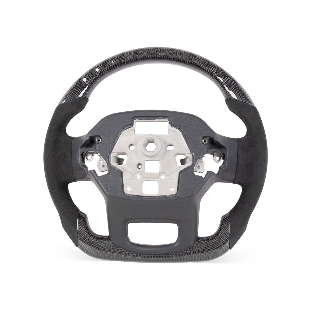 THETEN 2021-2024 FORD F150 Raptor III IN GLOSS CARBON FIBER STEERING WHEEL WITH LED RACE DISPLAY & ALCANTARA GRIP