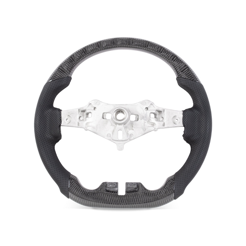 THETEN 2006-2018 Jeep Wrangler JK Flat Bottom Gloss Carbon Fiber Steering Wheel & Nappa Perforated Leather Grip