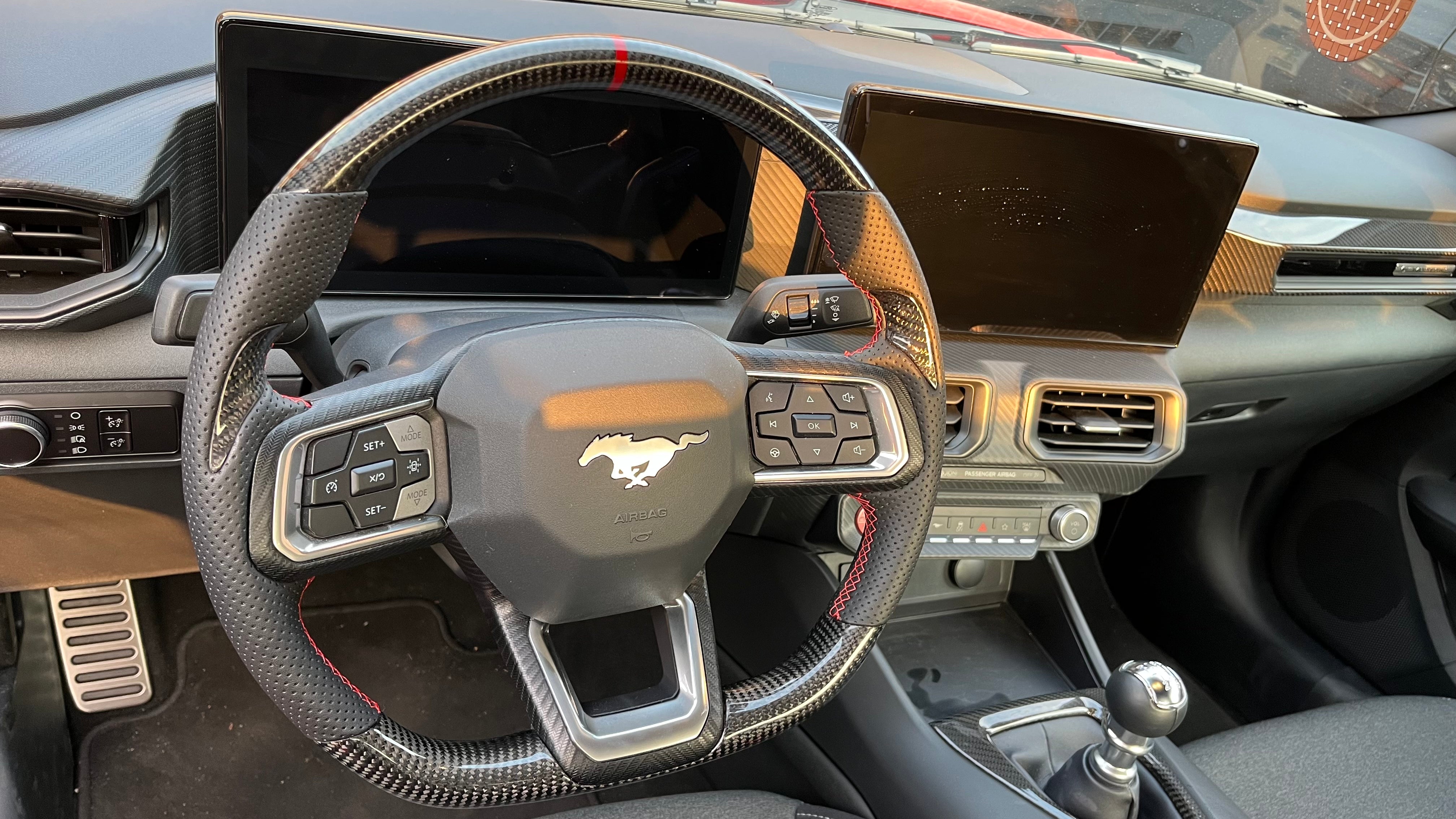 THETEN 2024 FORD MUSTANG COLORFUL FORGED CARBON FIBER STEERING WHEEL | CUSTOM HIGH-PERFORMANCE DESIGN