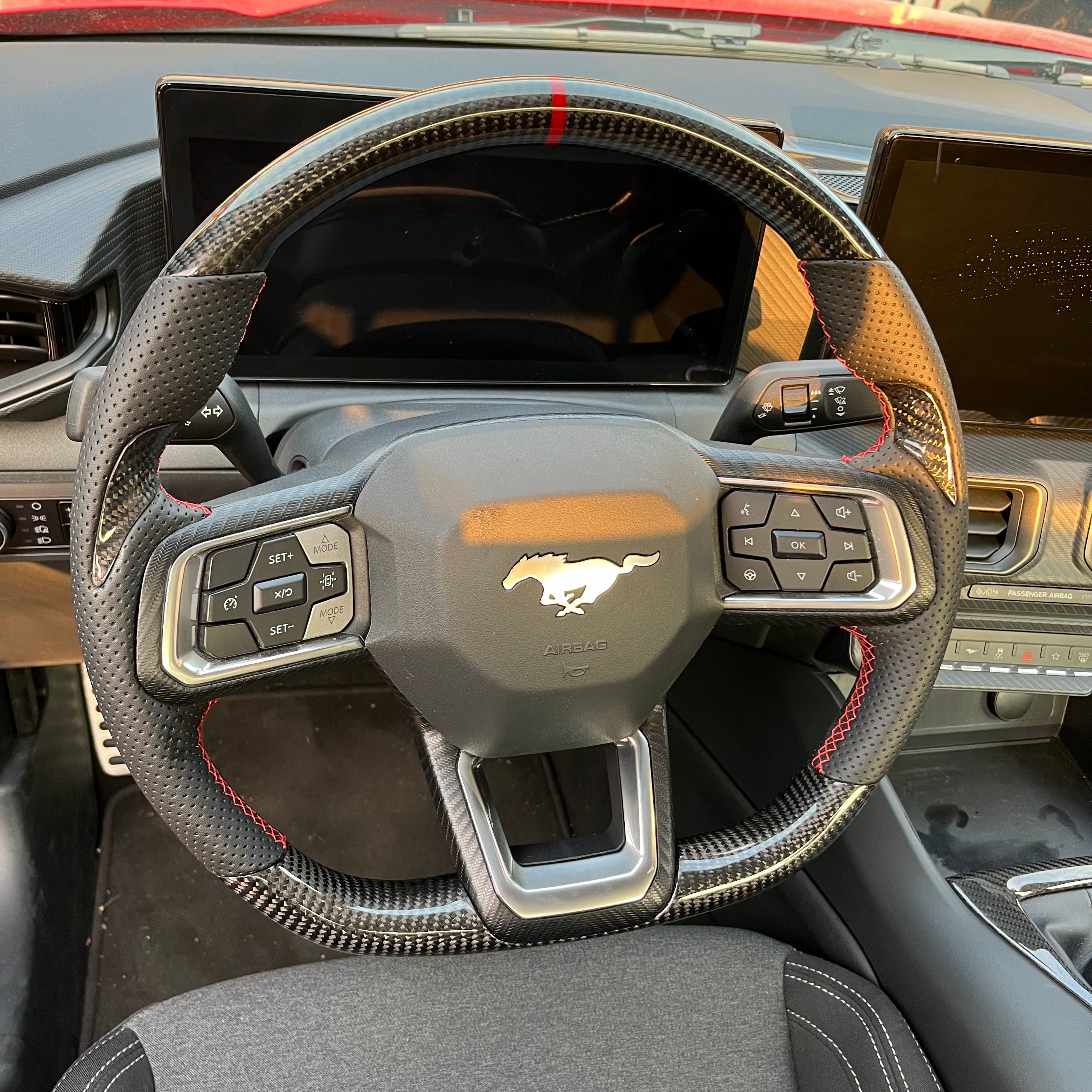 THETEN 2024 FORD MUSTANG COLORFUL FORGED CARBON FIBER STEERING WHEEL | CUSTOM HIGH-PERFORMANCE DESIGN