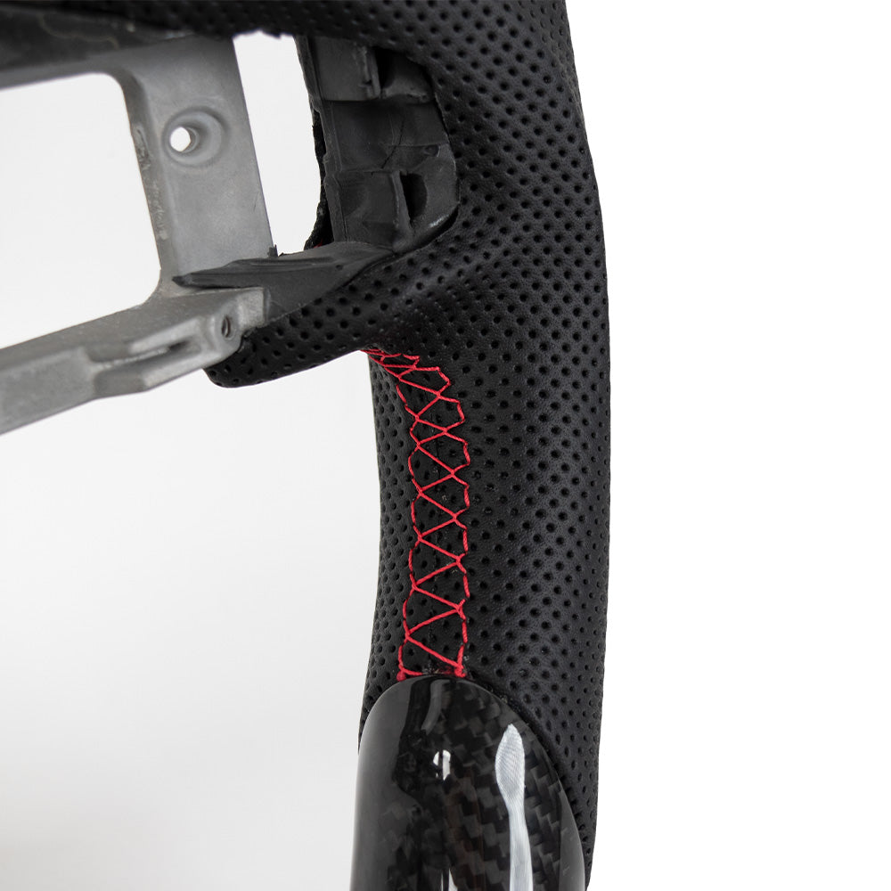 2018–2023 Ford Mustang Carbon Fiber & Leather Flat Bottom Steering Wheel | TheTen