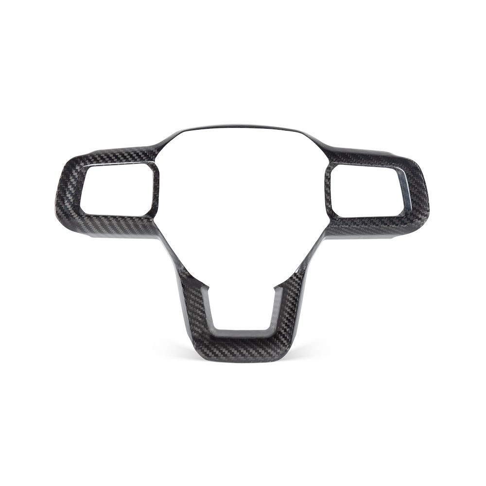 THETEN 2024+ MUSTANG STEERING WHEEL BUTTON FRAME TRIM, BRIGHT FINISH 3K CARBON FIBER, ADHESIVE TYPE