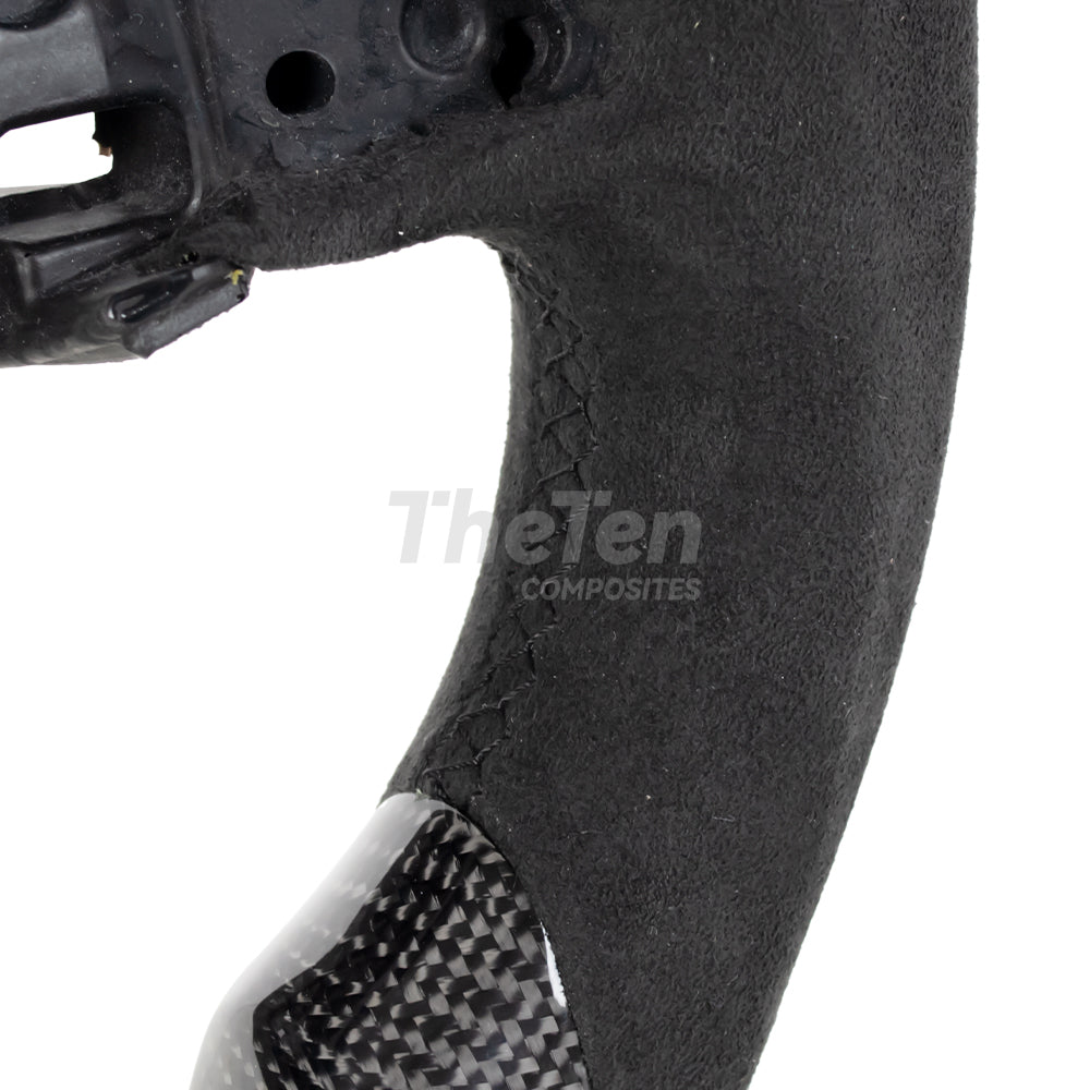THETEN 2014-2019 CORVETTE C7 FLAT BOTTOM GLOSS CARBON STEERING WHEEL & ALCANTARA