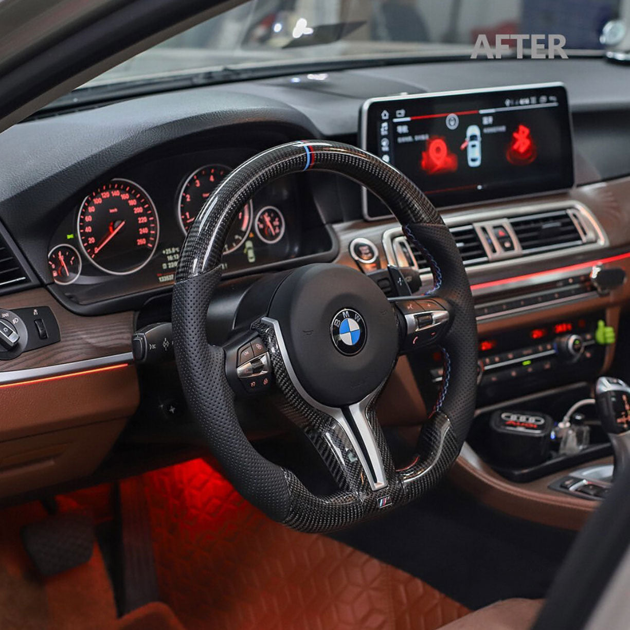 alt="BMW F30 F32 Custom Steering Wheel with Alcantara"