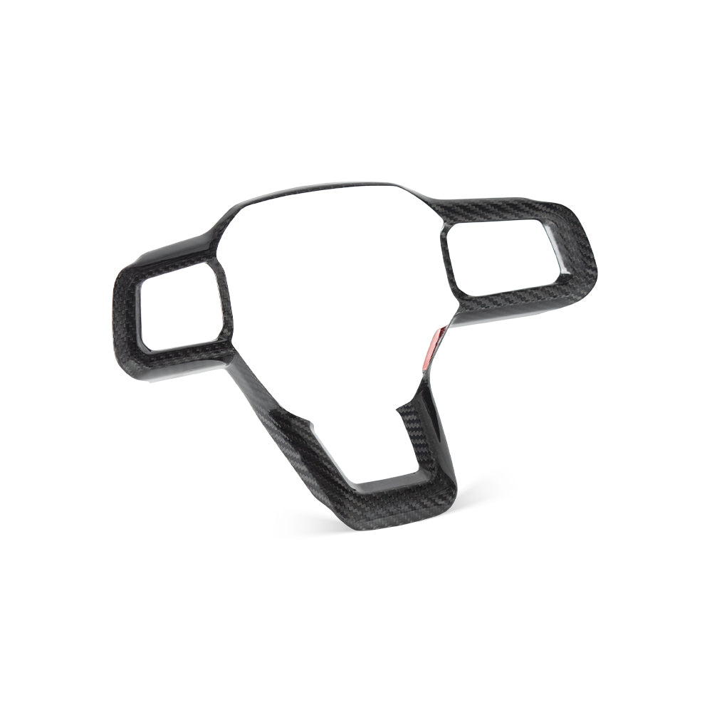 THETEN 2024+ MUSTANG STEERING WHEEL BUTTON FRAME TRIM, BRIGHT FINISH 3K CARBON FIBER, ADHESIVE TYPE