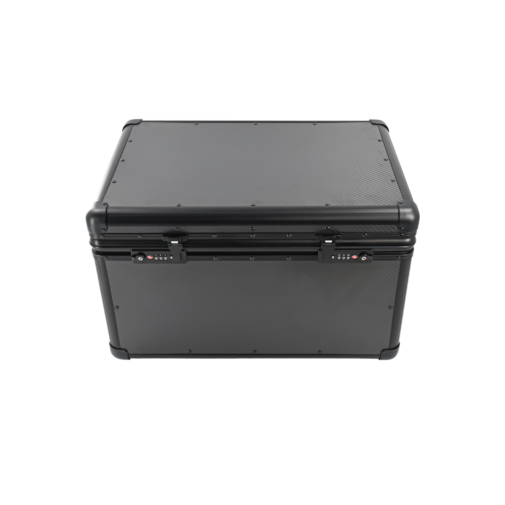 THETEN 3K CARBON FIBER PORTABLE SAFE BOX-21.3Lx13.8Hx13 INCH LARGE STORAGE BOX WITH LOCK,MESH POCKET & ADJUSTABLE COMPARTMENTS