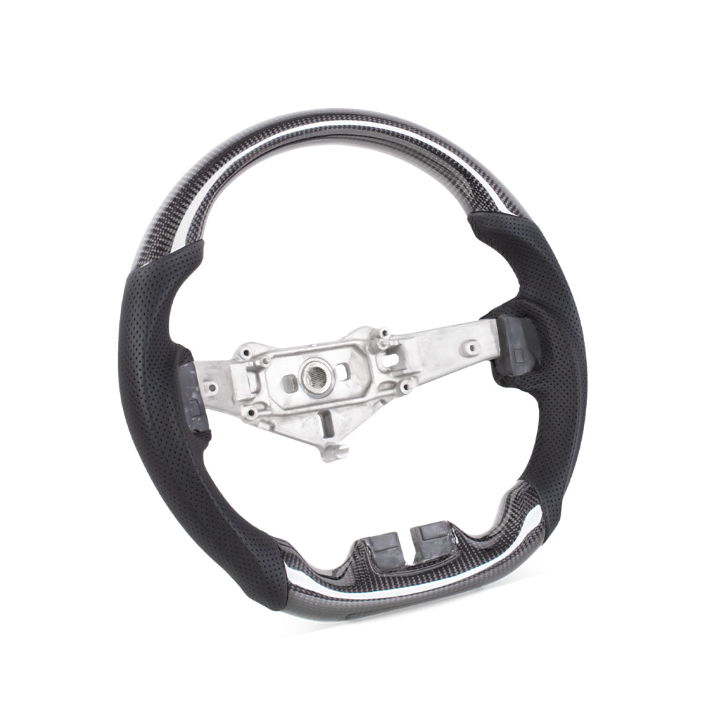 THETEN 2006-2018 Jeep Wrangler JK Flat Bottom Gloss Carbon Fiber Steering Wheel & Nappa Perforated Leather Grip