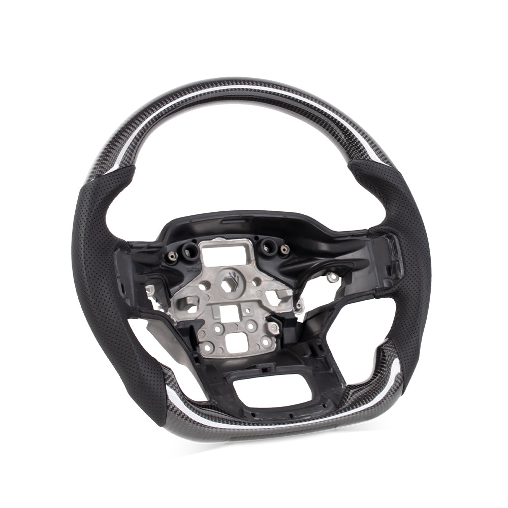 THETEN 2021-2024 FORD F150 Raptor III IN GLOSS CARBON FIBER STEERING WHEEL & NAPPA PERFORATED LEATHER GRIP