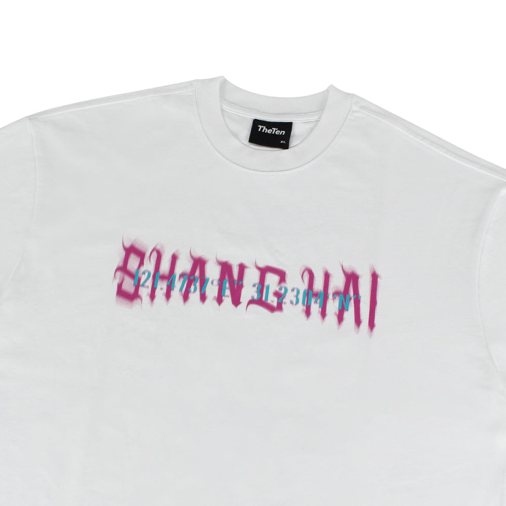 THETEN×AMCC LOGO T-SHIRT - SHANGHAI 121.4737°E",31.2304"N" (WHITE)