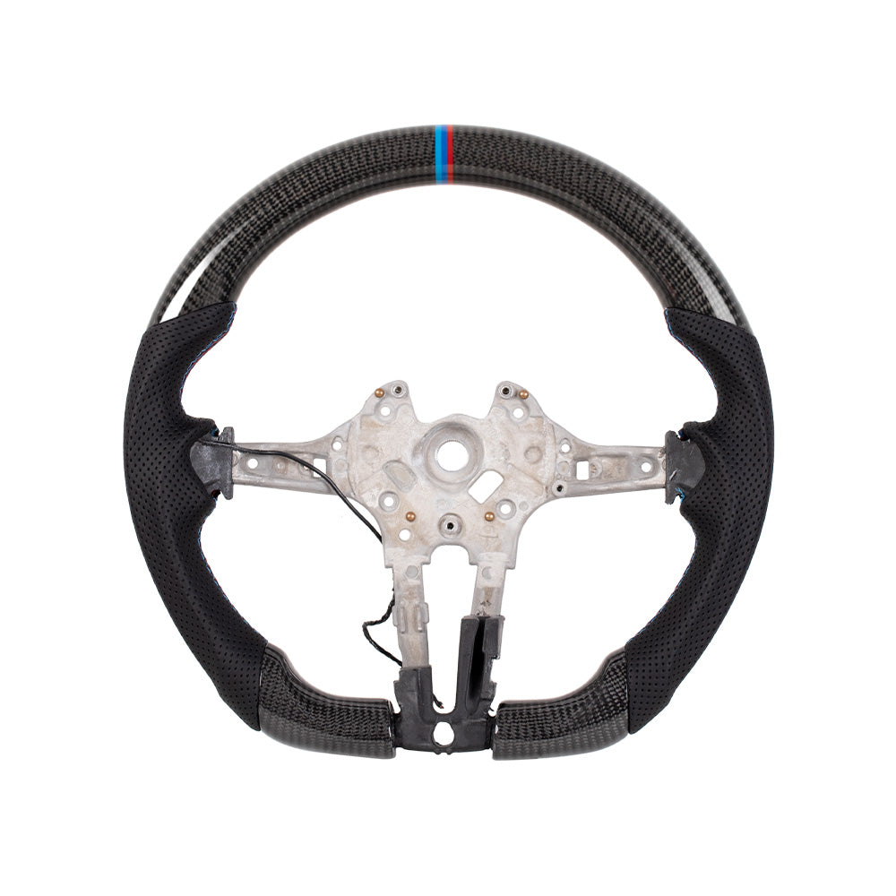 BMW F Series Flat-Bottom Steering Wheel | Gloss Carbon Fiber & Leather