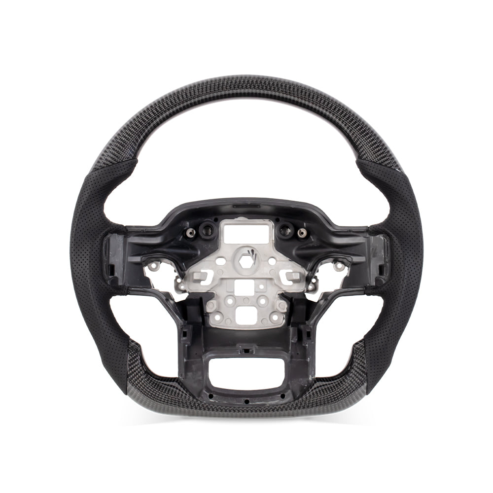 THETEN 2021-2024 FORD F150 Raptor III IN GLOSS CARBON FIBER STEERING WHEEL & NAPPA PERFORATED LEATHER GRIP