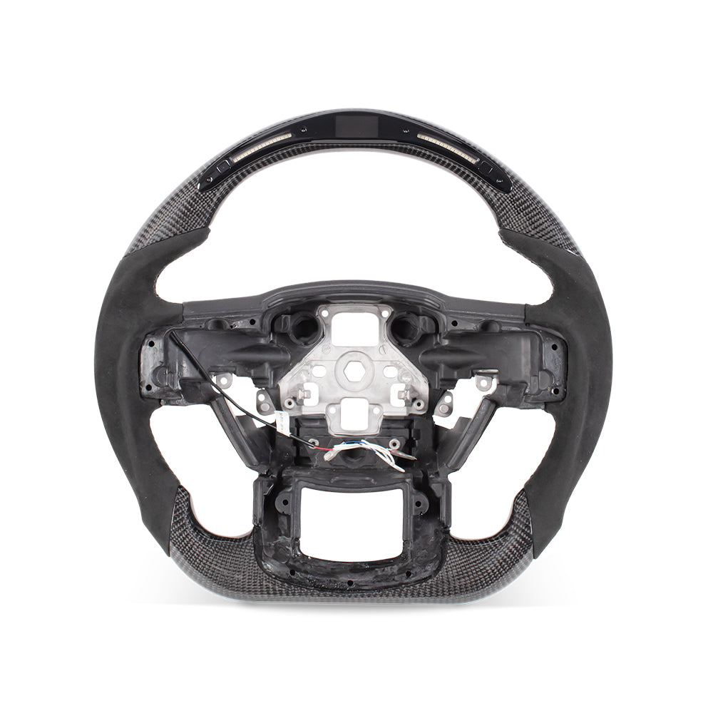 THETEN 2015-2020 FORD F150 Raptor II IN GLOSS CARBON FIBER STEERING WHEEL WITH LED RACE DISPLAY & ALCANTARA GRIP