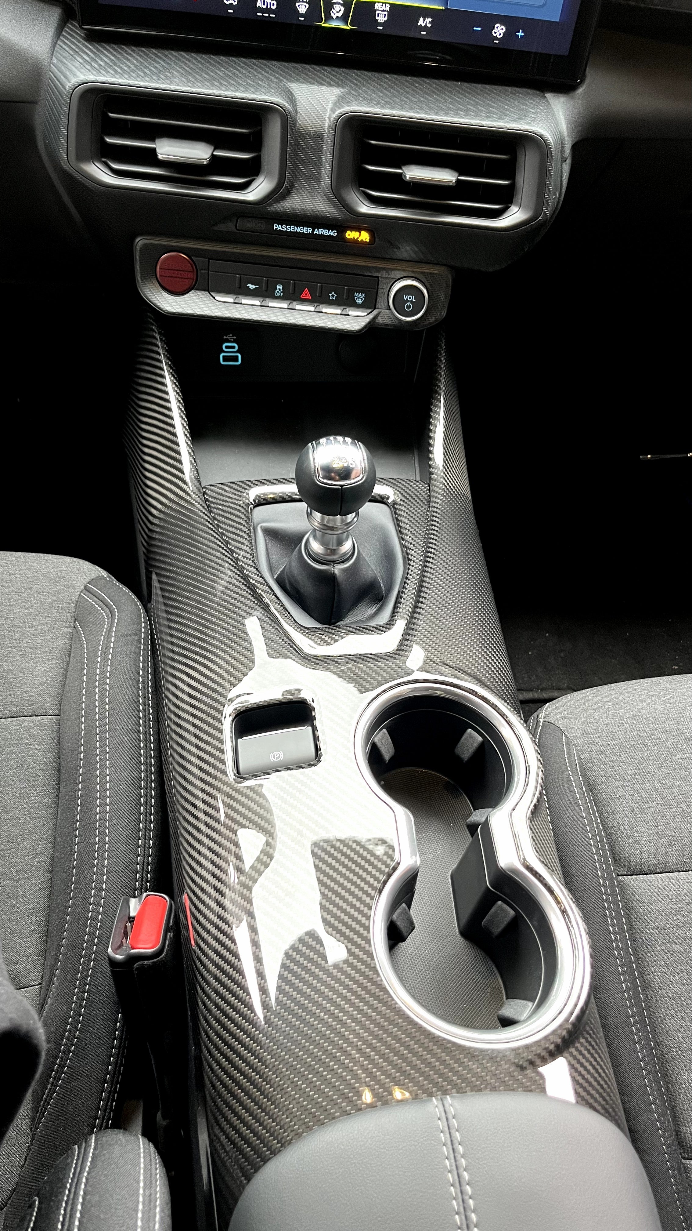 THETEN FOR FORD MUSTANG S650 GT DARK HORSE 2024+ CAR CENTER CONSOLE AC VENT COVER DRY CARBON FIBER INTERIOR TRIM