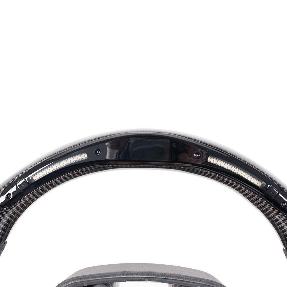 THETEN 2021-2024 FORD F150 Raptor III IN GLOSS CARBON FIBER STEERING WHEEL WITH LED RACE DISPLAY & ALCANTARA GRIP