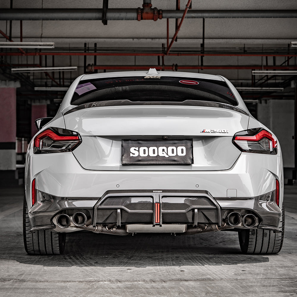 SOOQOO BMW 2 Series G42 Coupe SQ Style Carbon Fiber Diffuser With Brake Light