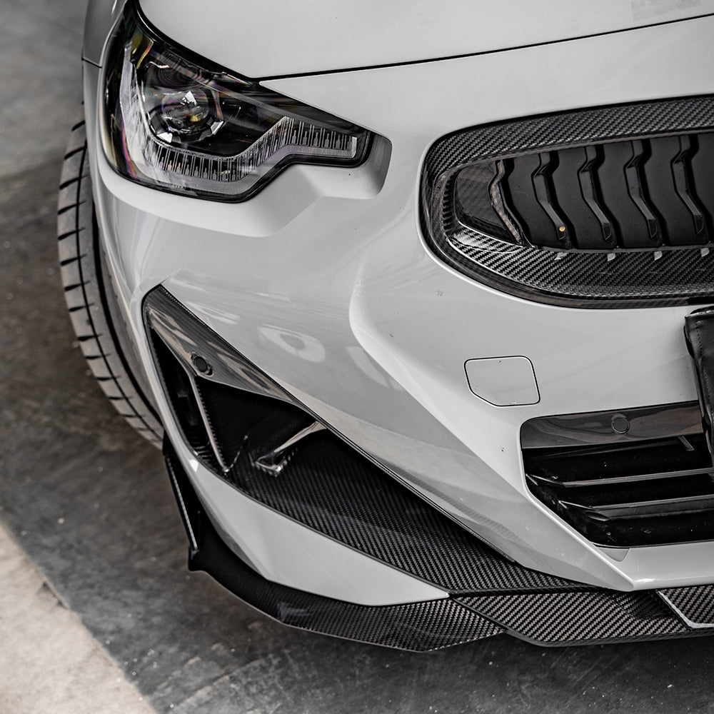 SOOQOO BMW G42 Dry Carbon Fiber Front Bumper Lip For 2022+ 2 Series