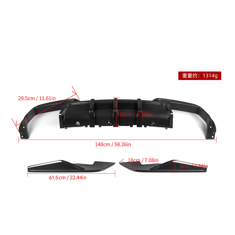 SOOQOO BMW M8 F93 SQ Style Carbon Fiber Diffuser