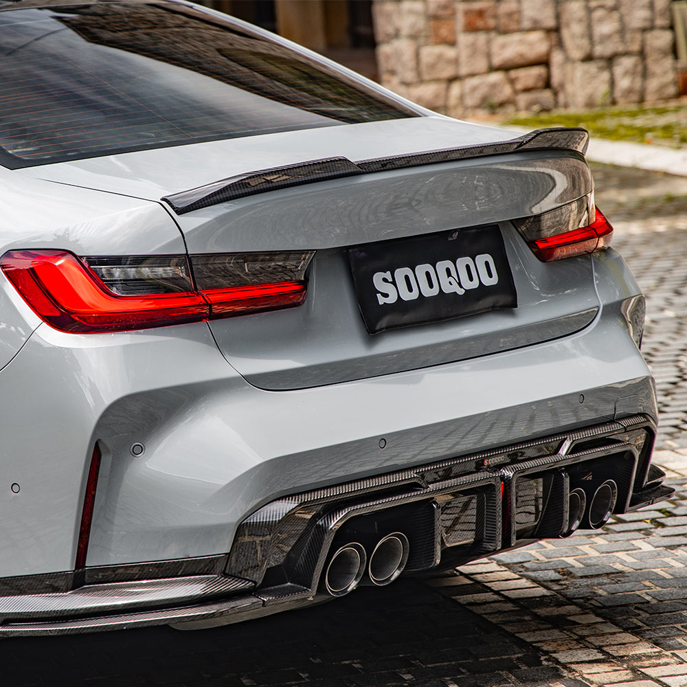SOOQOO BMW M3 G80 M4 G82 SQ Style Carbon Fiber Diffuser With Brake Light