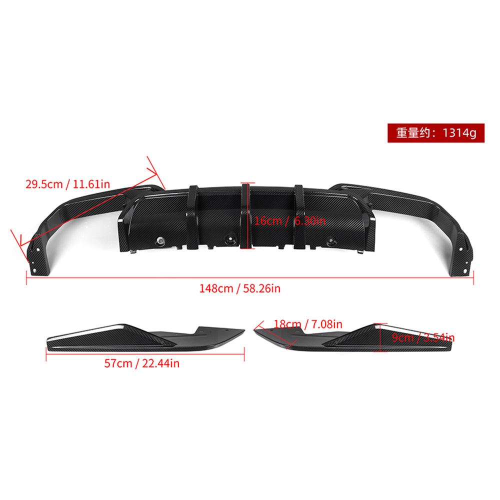 SOOQOO BMW M8 F91 F92 SQ Style Carbon Fiber Diffuser