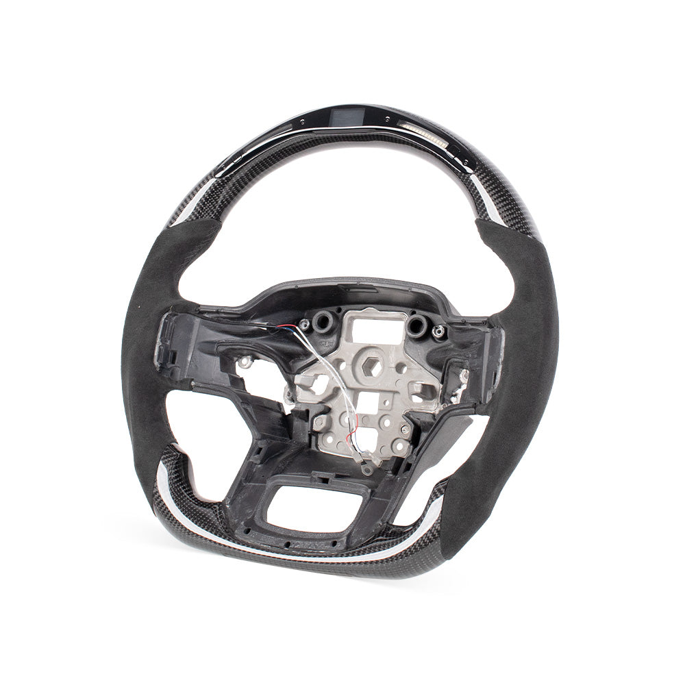 THETEN 2021-2024 FORD F150 Raptor III IN GLOSS CARBON FIBER STEERING WHEEL WITH LED RACE DISPLAY & ALCANTARA GRIP