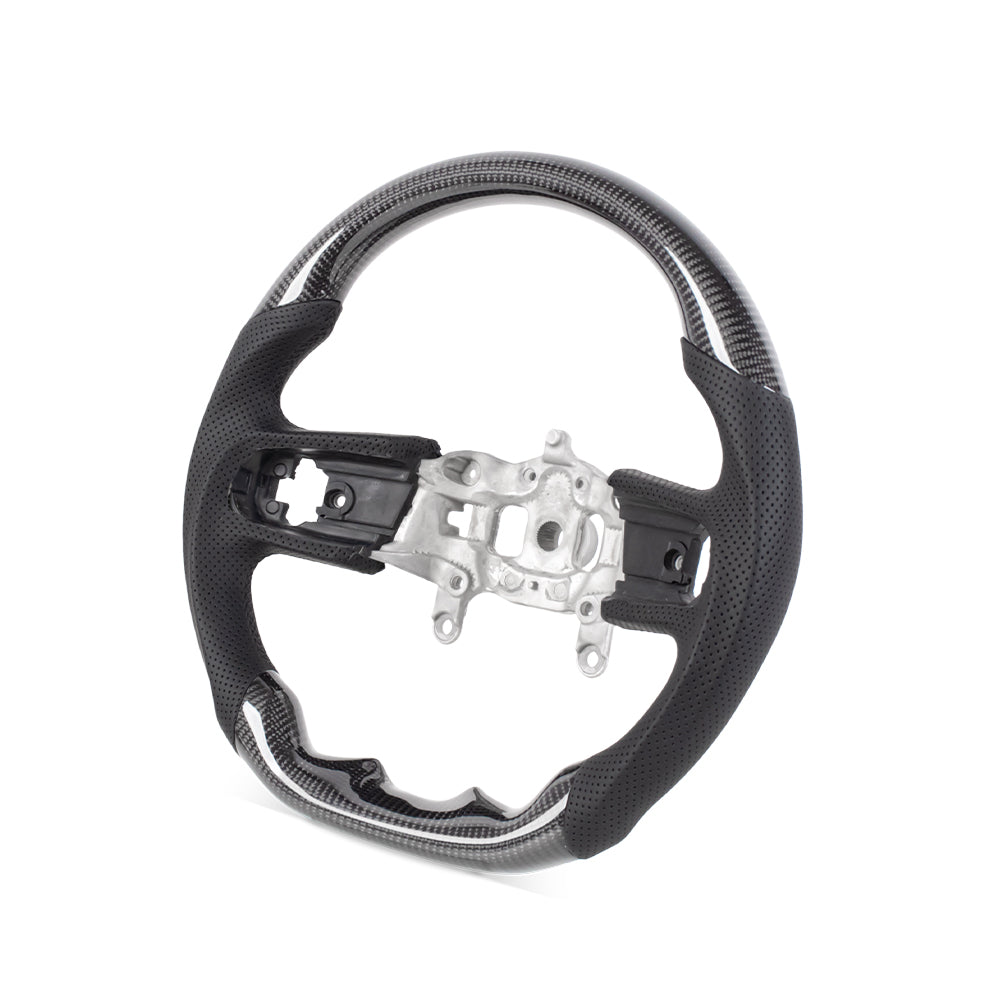 THETEN 2018+ Jeep Wrangler JL Steering Wheel In Gloss Carbon Fiber & Nappa Perforated Leather Grip