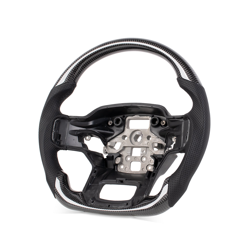 THETEN 2021-2024 FORD F150 Raptor III IN GLOSS CARBON FIBER STEERING WHEEL & NAPPA PERFORATED LEATHER GRIP