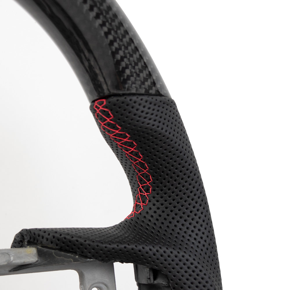 2018–2023 Ford Mustang Carbon Fiber & Leather Flat Bottom Steering Wheel | TheTen