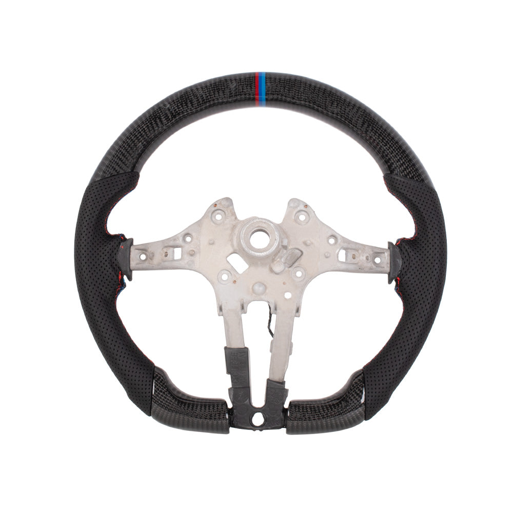 BMW F Series Flat-Bottom Steering Wheel | Gloss Carbon Fiber & Leather