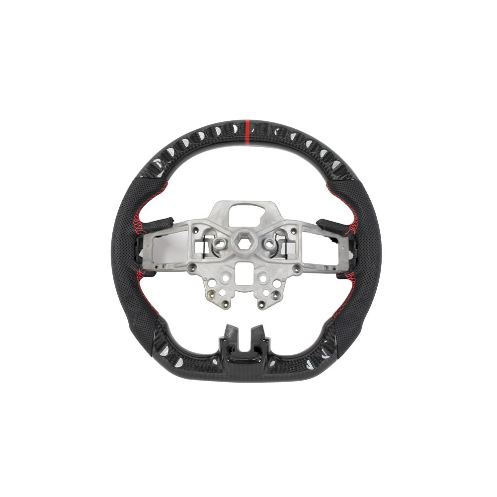 2018–2023 Ford Mustang Carbon Fiber & Leather Flat Bottom Steering Wheel | TheTen