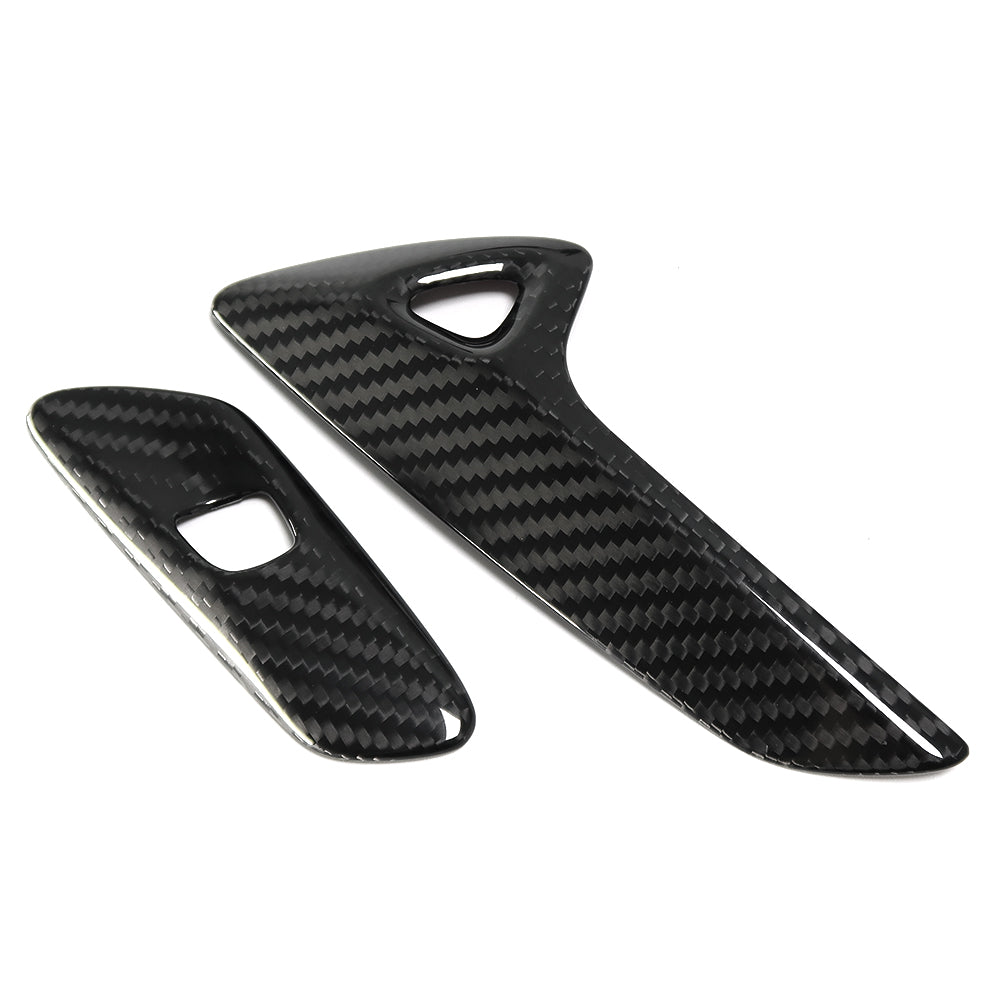 THETEN CORVETTE C7 CARBON FIBER DOOR HANDLE BUTTON FRAME ADHESIVE GLOSSY FINISH 2-PIECE SET