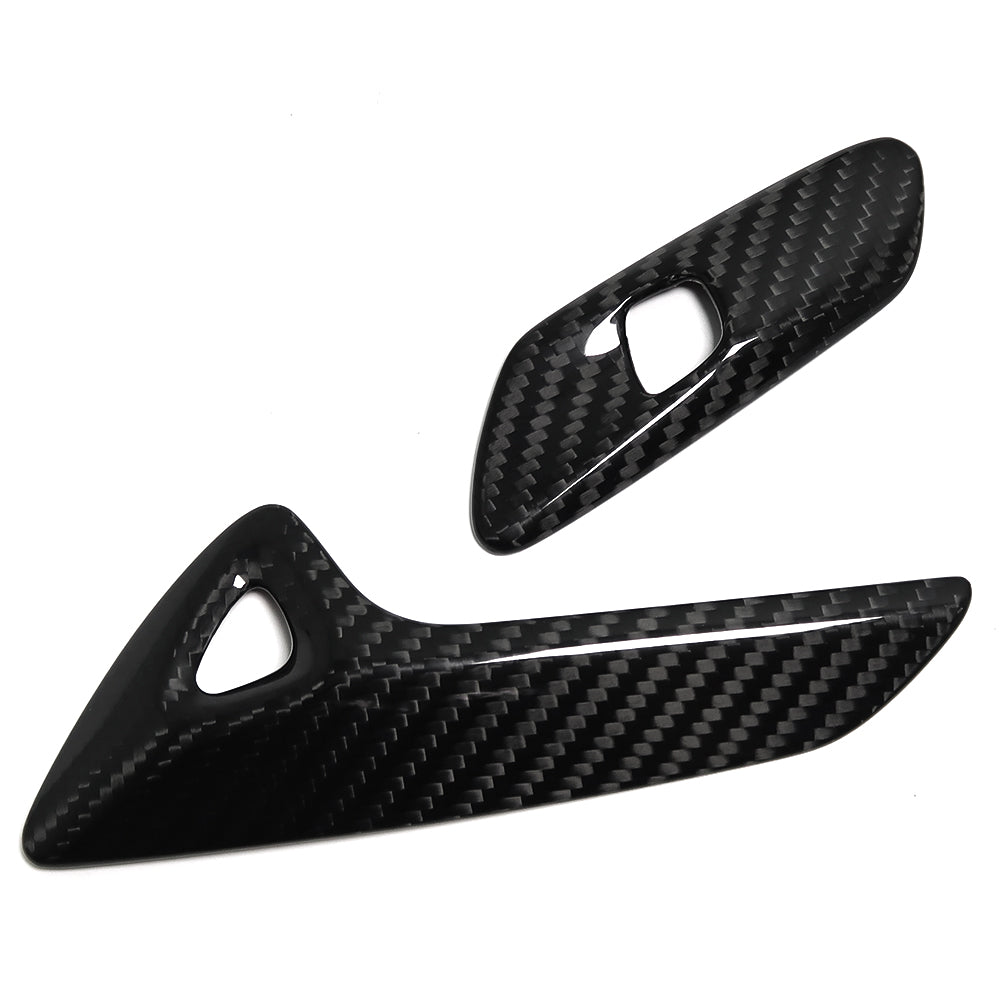 THETEN CORVETTE C7 CARBON FIBER DOOR HANDLE BUTTON FRAME ADHESIVE GLOSSY FINISH 2-PIECE SET