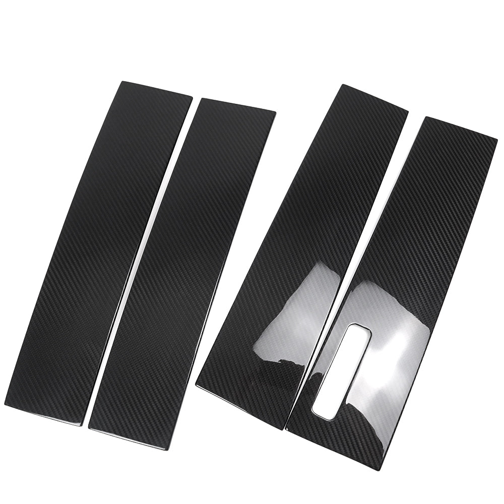 THETEN 2021-2024 FORD F150 RAPTOR ADHESIVE GLOSSY CARBON FIBER WINDOW B-PILLAR TRIM 4-PIECE SET