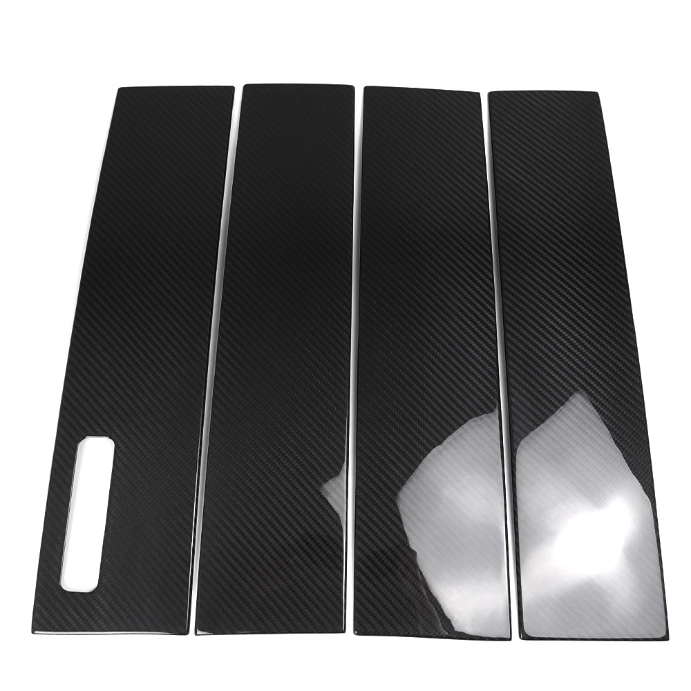 THETEN 2021-2024 FORD F150 RAPTOR ADHESIVE GLOSSY CARBON FIBER WINDOW B-PILLAR TRIM 4-PIECE SET