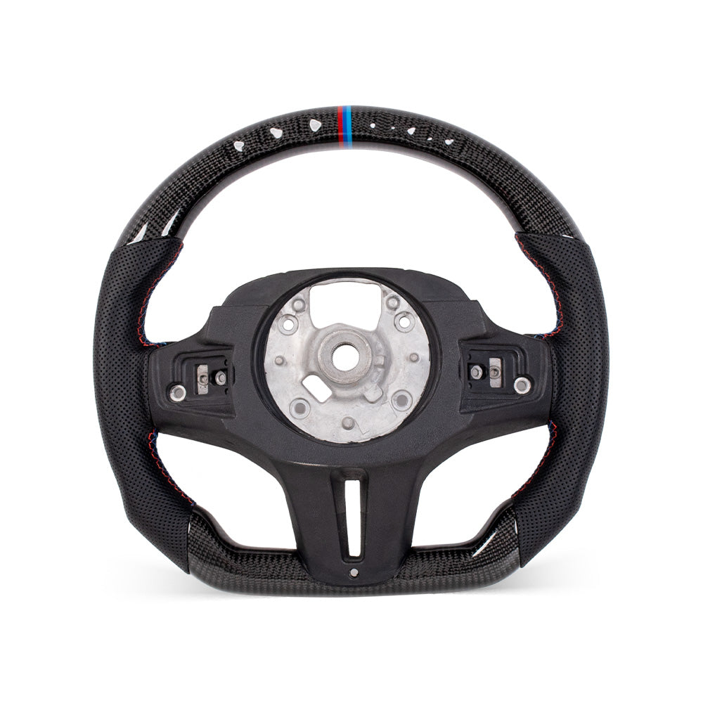 THETEN BMW G Series Flat Bottom Gloss Carbon Fiber Steering Wheel & Nappa Perforated Leather Grip