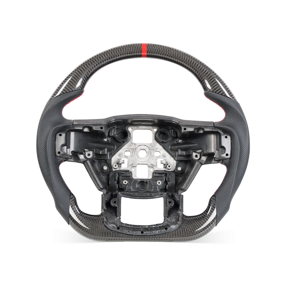 THETEN 2015-2020 FORD F150 Raptor II IN GLOSS CARBON FIBER STEERING WHEEL & NAPPA PERFORATED LEATHER GRIP