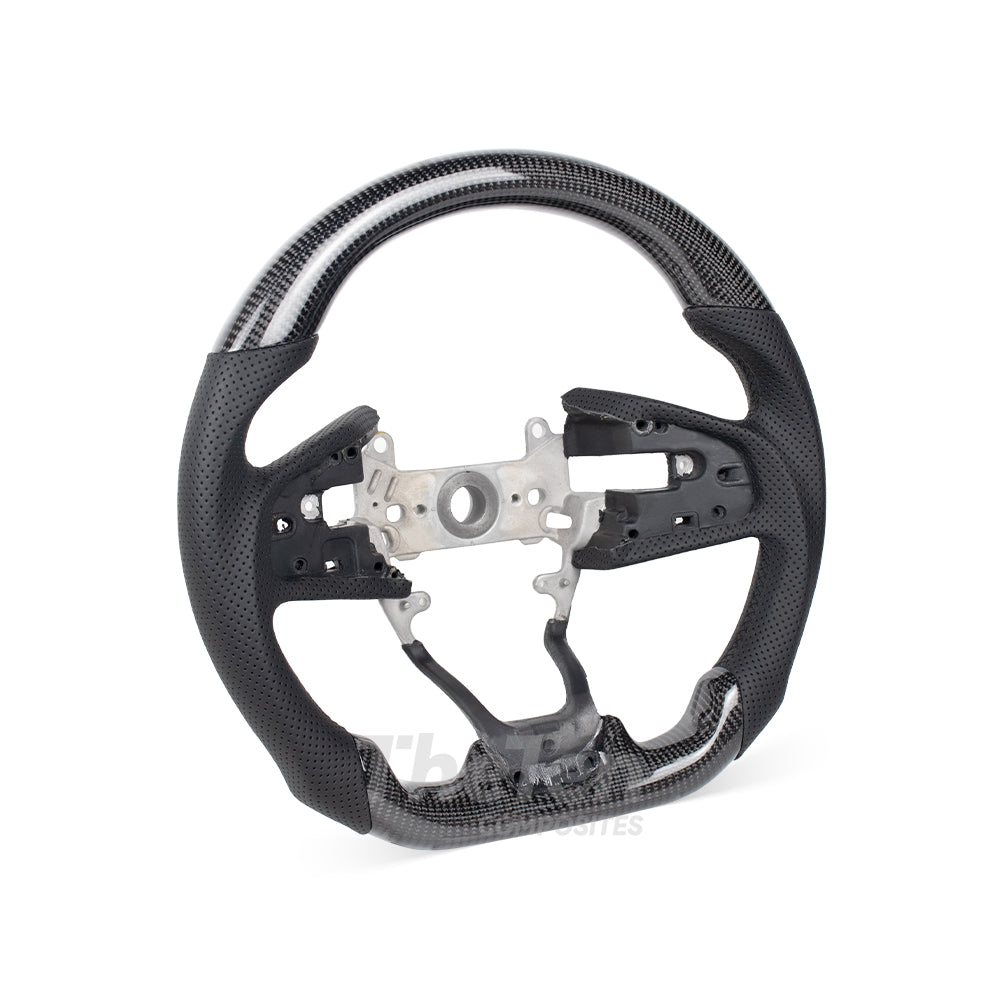 THETEN US VERSION HONDA CIVIC GLOSSY CARBON FIBER BLACK NAPPA LEATHER STEERING WHEEL