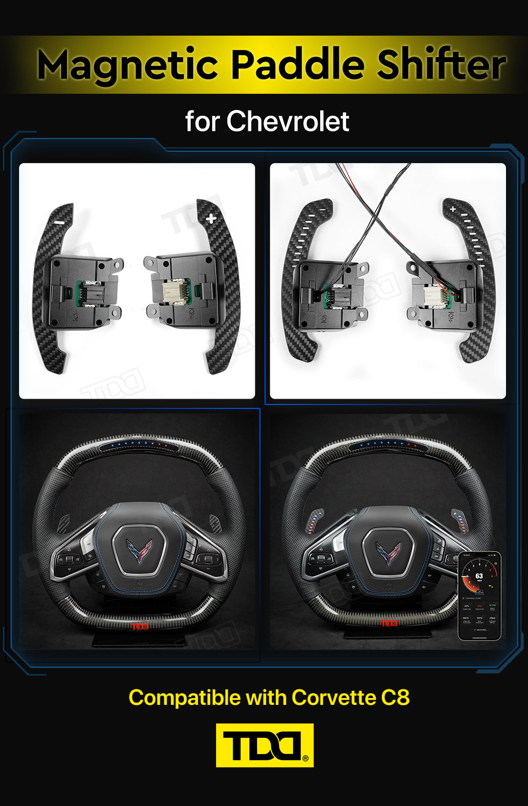 Carbon Fiber Magnetic Paddle Shifters For C8 Corvette
