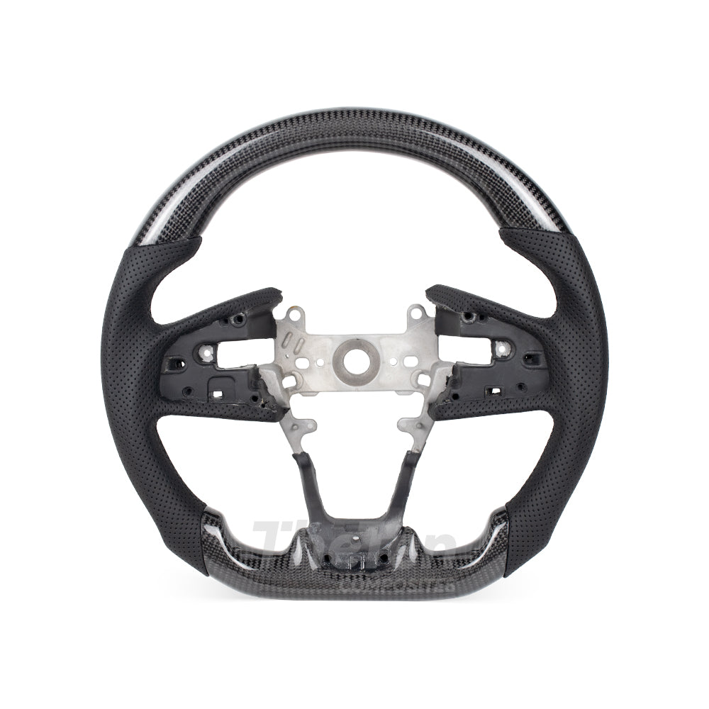 THETEN US VERSION HONDA CIVIC GLOSSY CARBON FIBER BLACK NAPPA LEATHER STEERING WHEEL