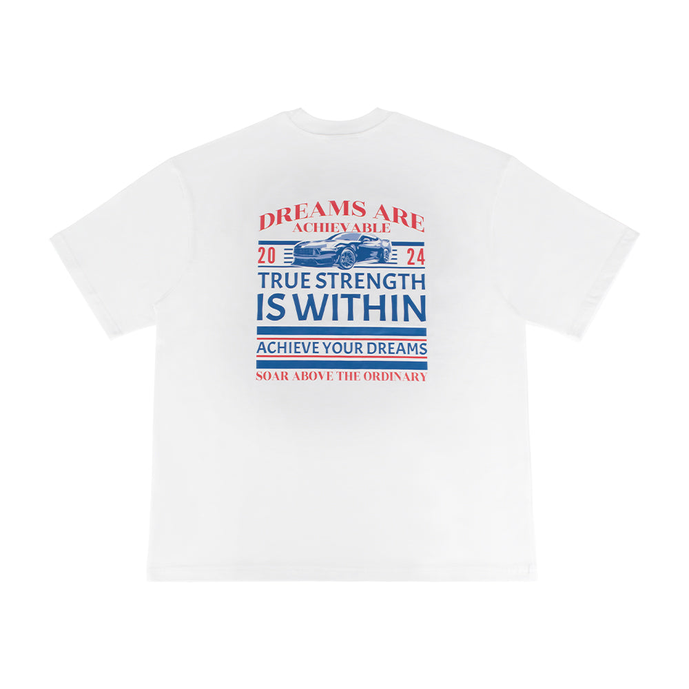 THETEN×AMCC LOGO T-SHIRT - "DREAMS ARE ACHIEVABLE" (WHITE)