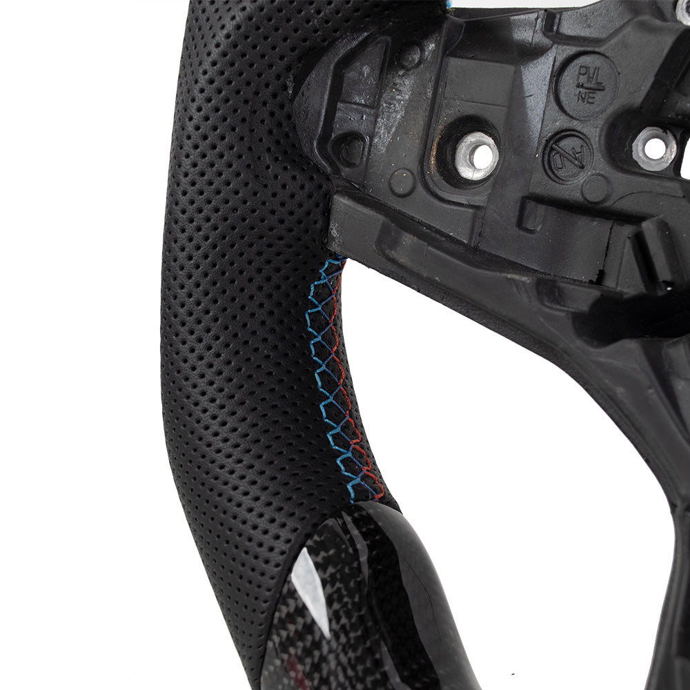 THETEN BMW G Series Flat Bottom Gloss Carbon Fiber Steering Wheel & Nappa Perforated Leather Grip