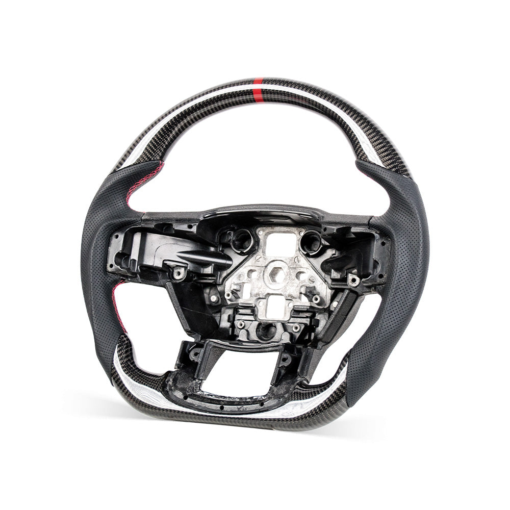 THETEN 2015-2020 FORD F150 Raptor II IN GLOSS CARBON FIBER STEERING WHEEL & NAPPA PERFORATED LEATHER GRIP