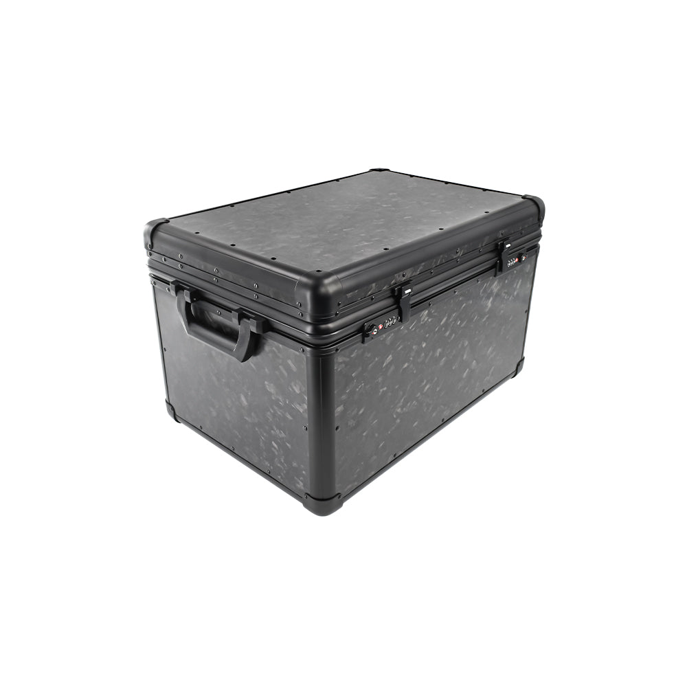 THETEN FORGED CARBON FIBER PORTABLE SAFE BOX-21.3Lx13.8Hx13 INCH LARGE STORAGE BOX WITH LOCK,MESH POCKET & ADJUSTABLE COMPARTMENTS