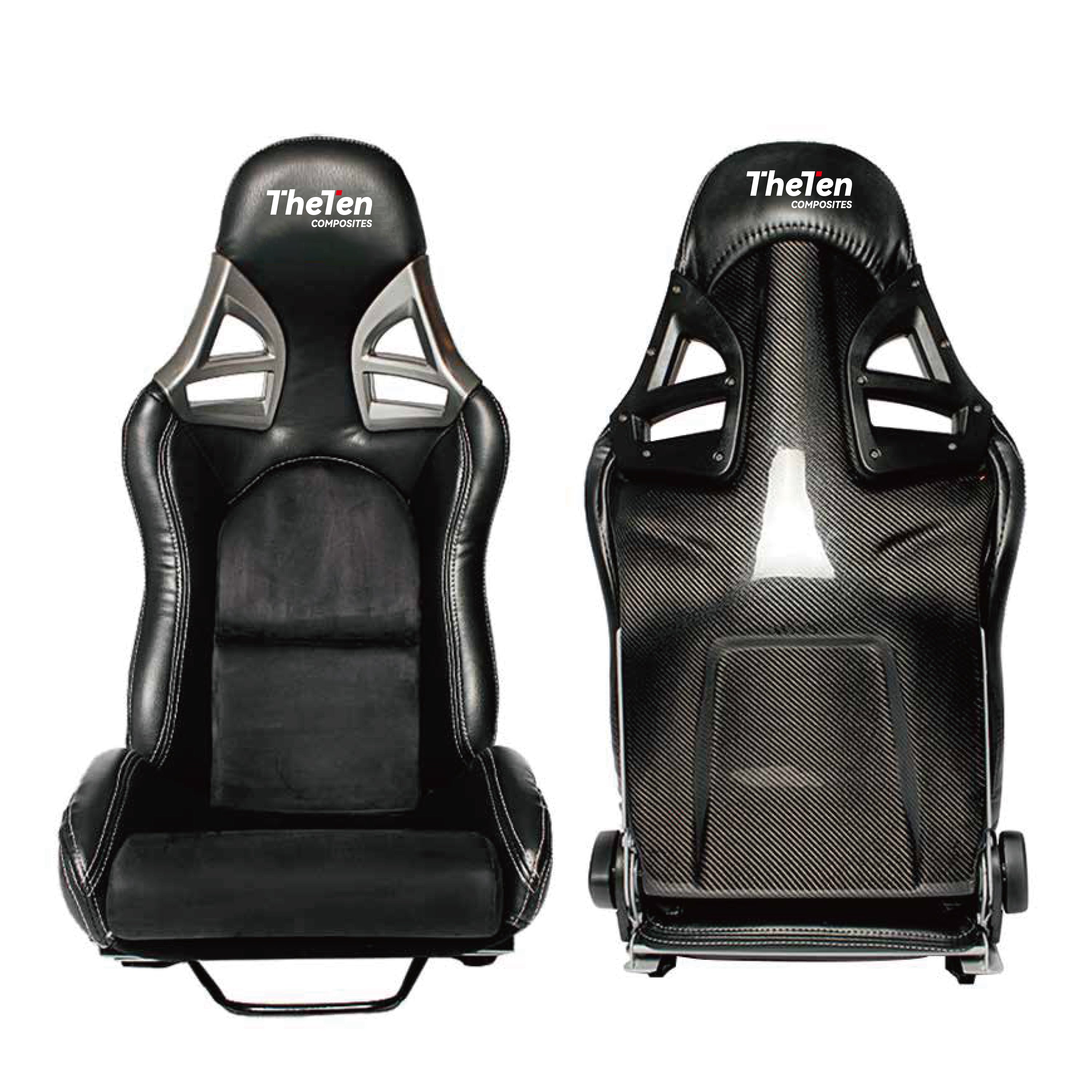 THETEN PERFORMANCE ADJUSTABLE CARBON FIBER RACING SEAT WITH BLACK CARBON FIBER FRAME & PVC + MICRO-SUEDE UPHOLSTERY(SPE)