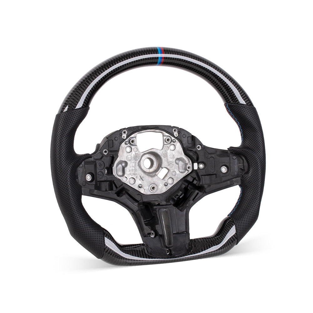 THETEN BMW G Series Flat Bottom Gloss Carbon Fiber Steering Wheel & Nappa Perforated Leather Grip