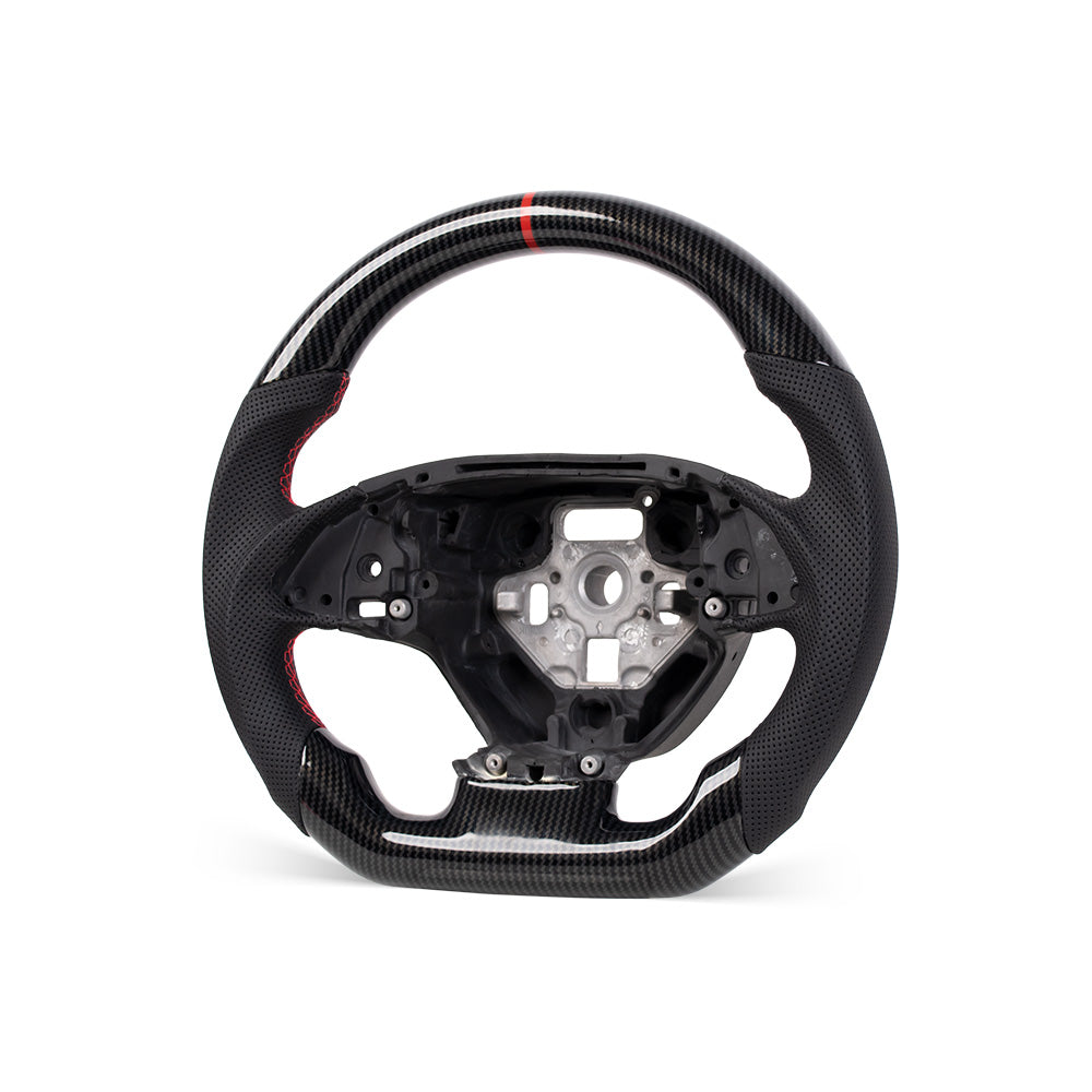 THETEN 2014-2019 CORVETTE C7 FLAT BOTTOM STEERING WHEEL IN GLOSS CARBON & NAPPA PERFORATED LEATHER