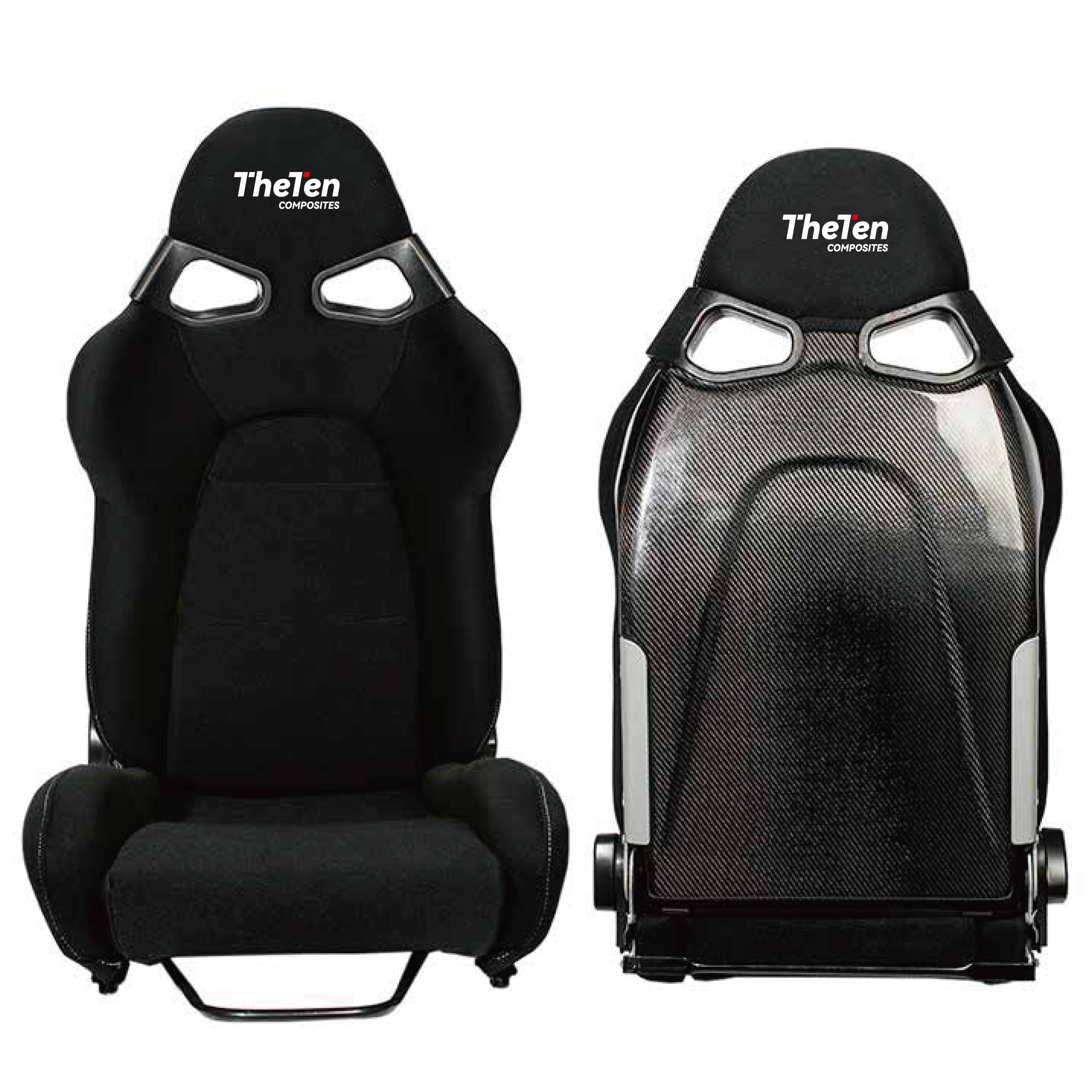 THETEN PERFORMANCE SPQ1 LOW STYLE ADJUSTABLE CARBON FIBER RACING SEAT (carbon fiber & Black embroidered fabric)