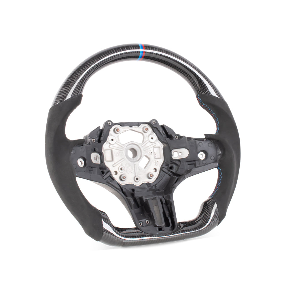 THETEN BMW G Series Flat Bottom Gloss Carbon Fiber Steering Wheel & Alcatara Grip